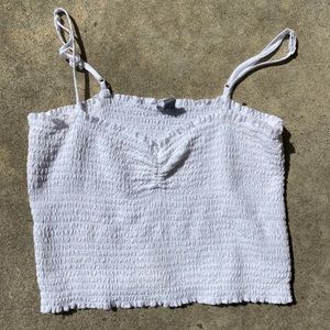 Smocked White Top M | American Eagle